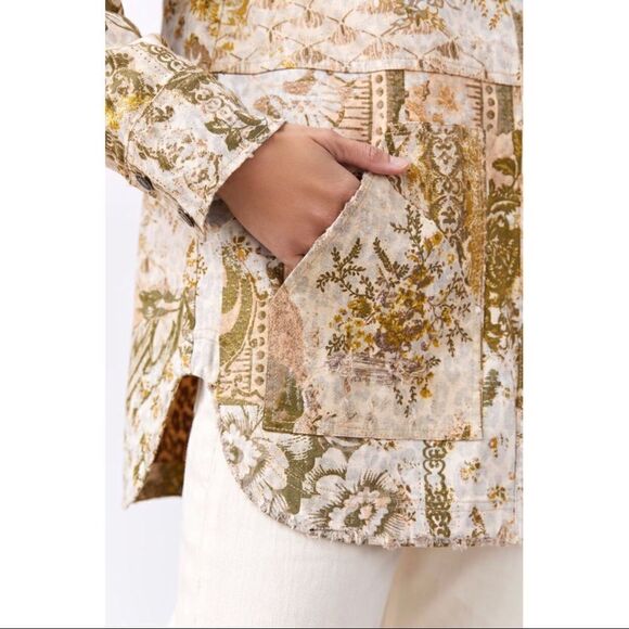 NEW Anthropologie Pilcro Fielder Denim Button Front Trucker Shirt Jacket Medium - Picture 4 of 4